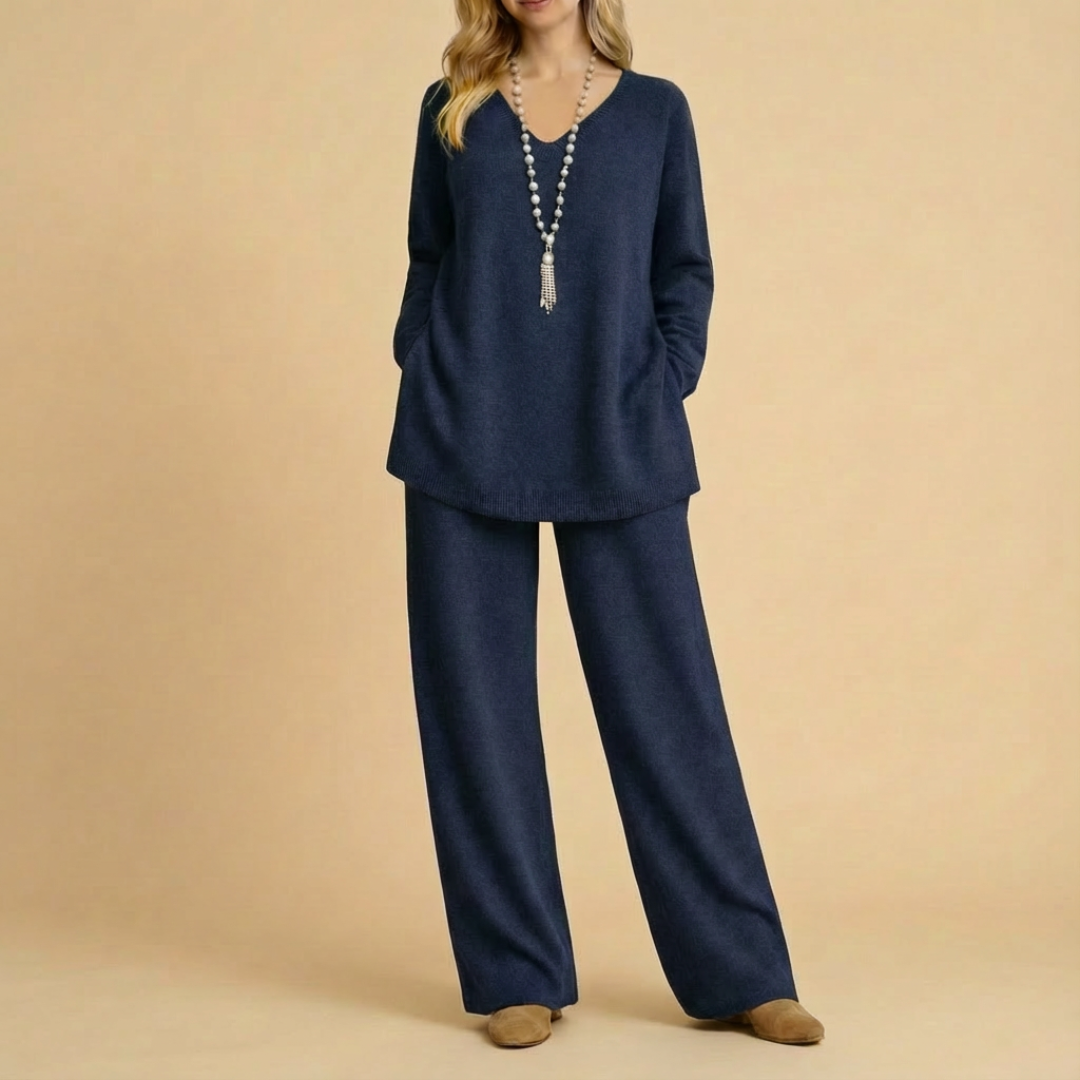 Julia Knit V-Neck Top & Pants Set