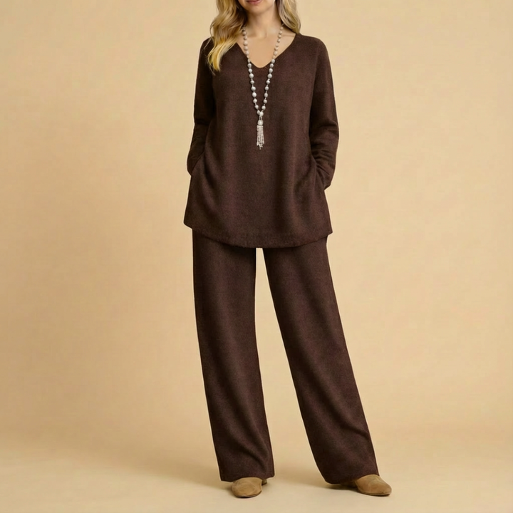 Julia Knit V-Neck Top & Pants Set