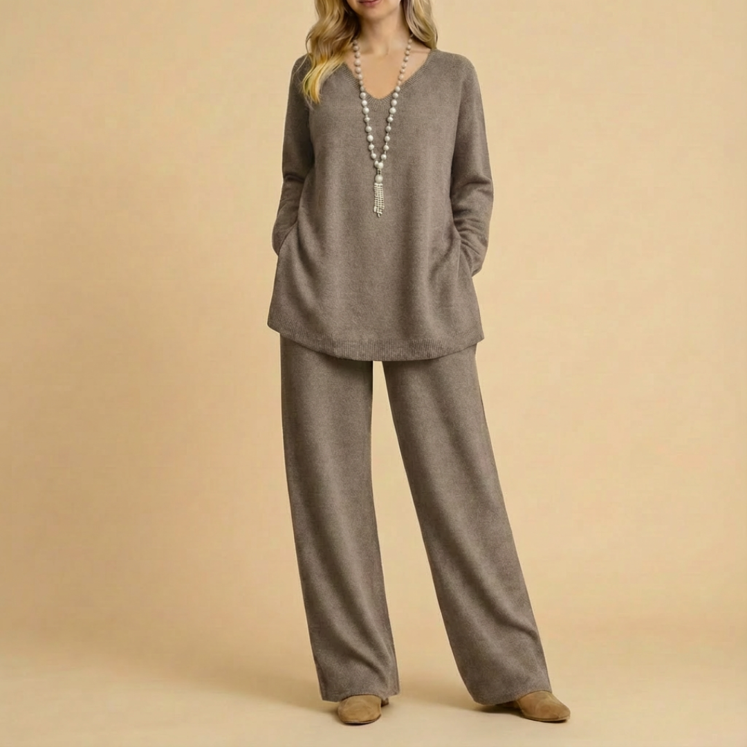 Julia Knit V-Neck Top & Pants Set