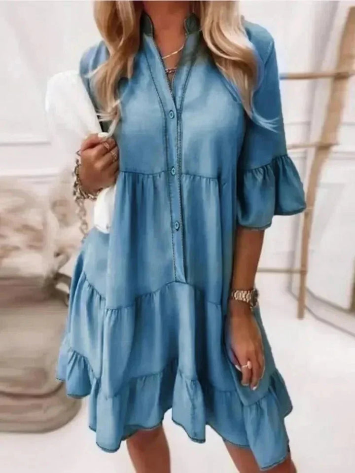 Amy | Ruffle Denim Dress