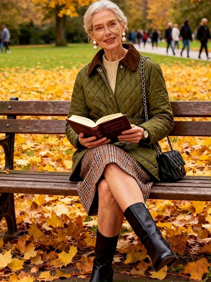 Avery Olive Green Quilted Jacket with Belt