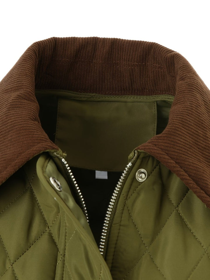Avery Olive Green Quilted Jacket with Belt