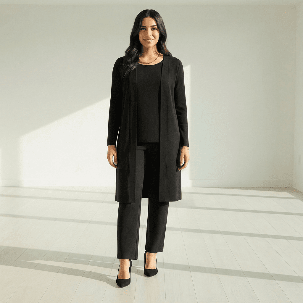 Barbara Cardigan, Knit Top & Wide-Leg Pants