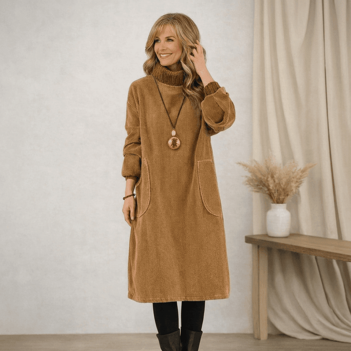 Barbara | Cozy Turtleneck Midi Dress