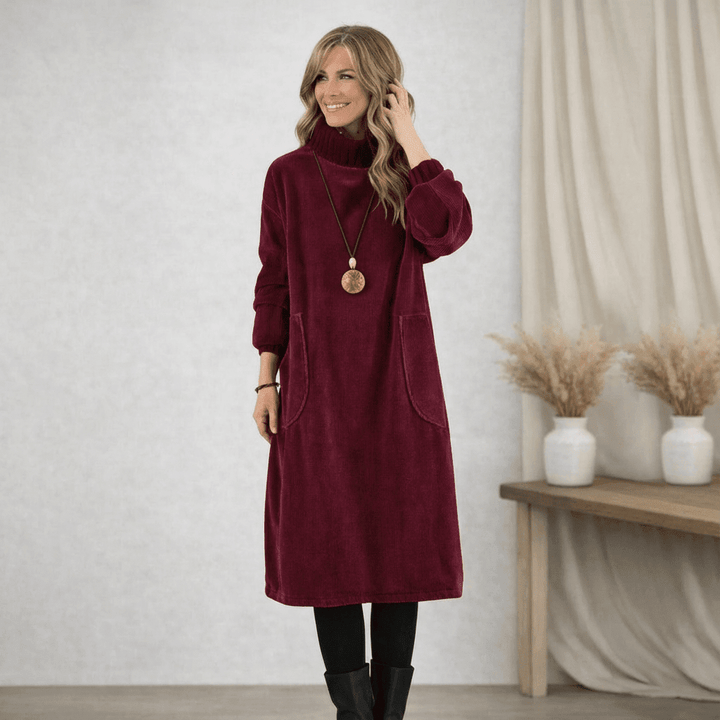 Barbara | Cozy Turtleneck Midi Dress