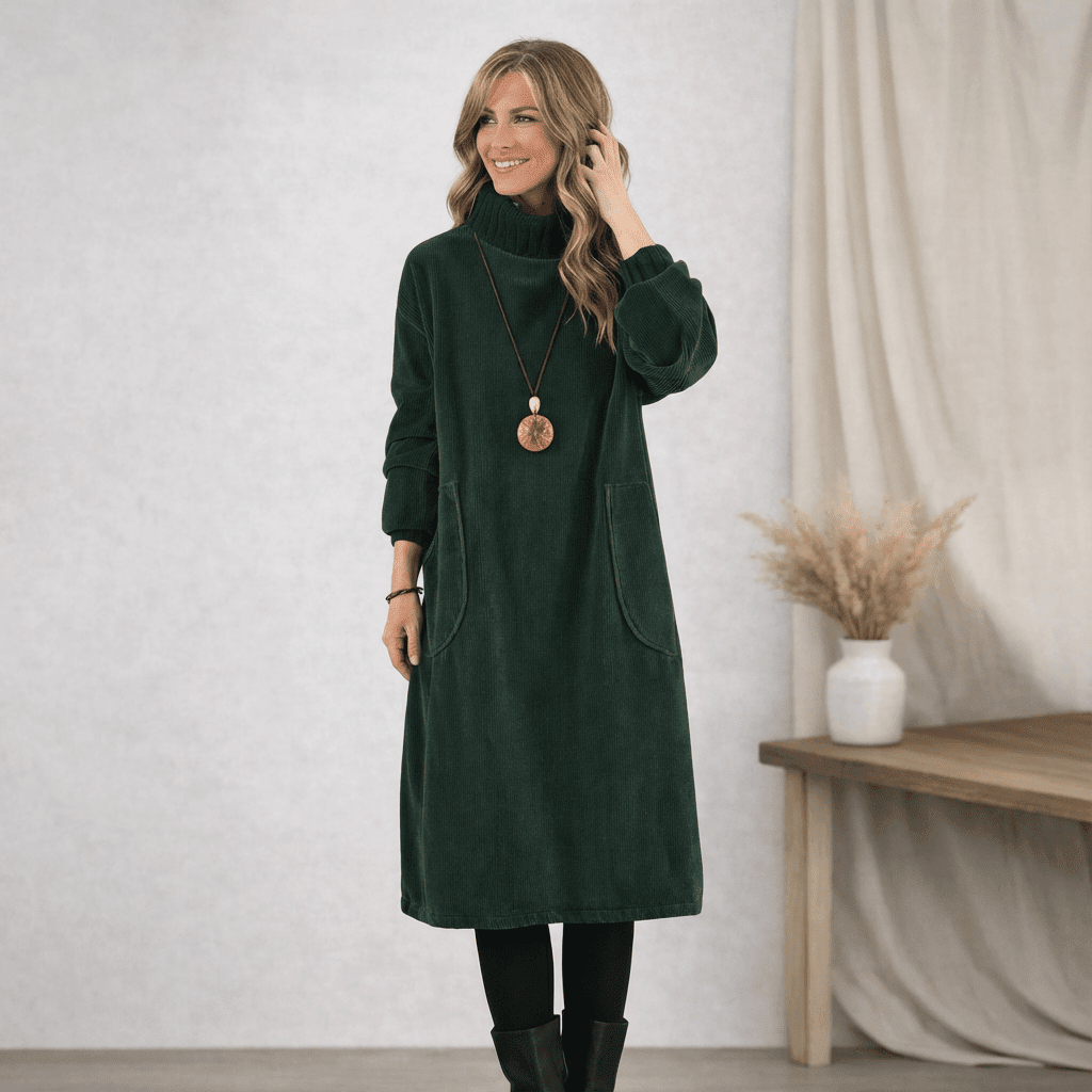 Barbara | Cozy Turtleneck Midi Dress