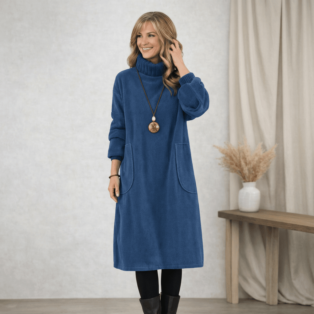 Barbara | Cozy Turtleneck Midi Dress