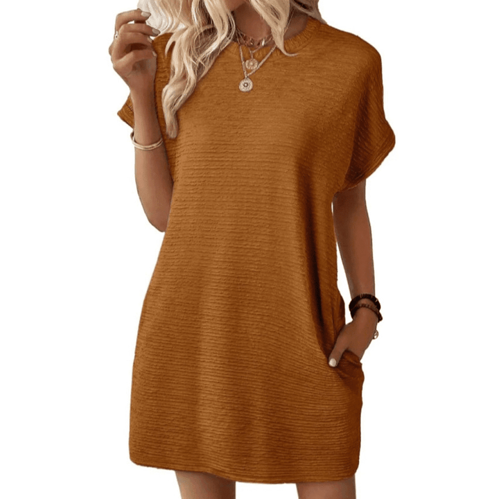 EVASHA™ – Casual Minimalist Round Neck Summer Dress