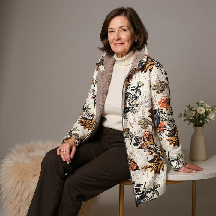 Floral Fleece Jacket | Soft Warmth with Timeless Grace