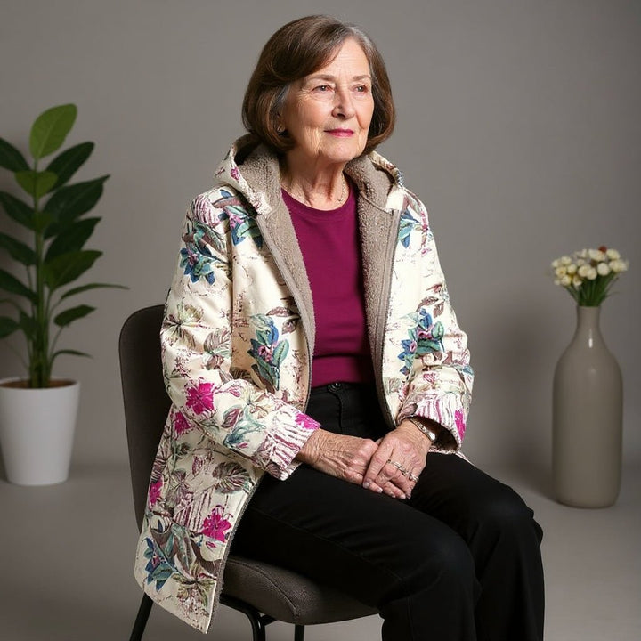 Floral Fleece Jacket | Soft Warmth with Timeless Grace