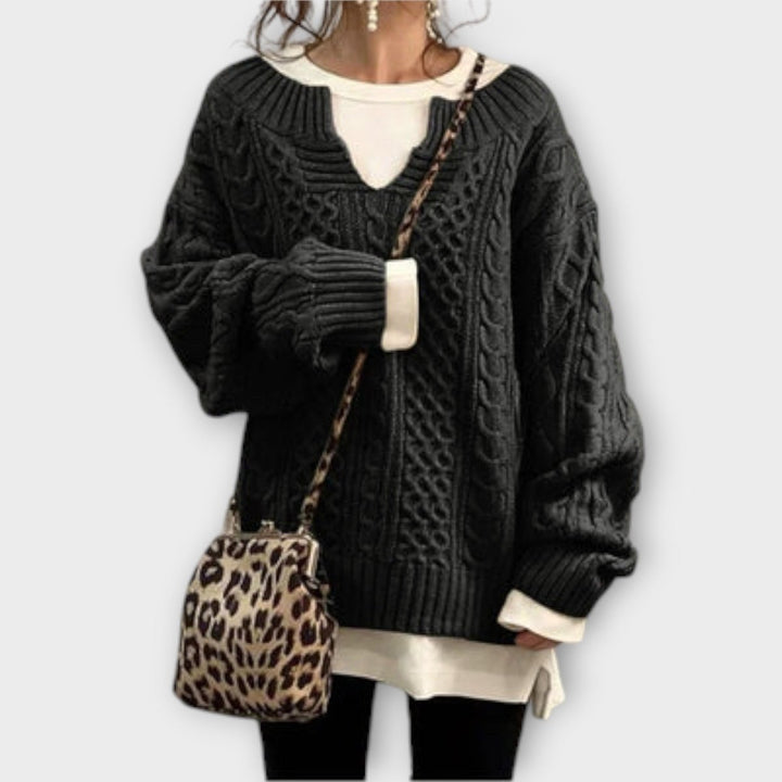 Julia | Oversized Knit Sweater with Cable Pattern