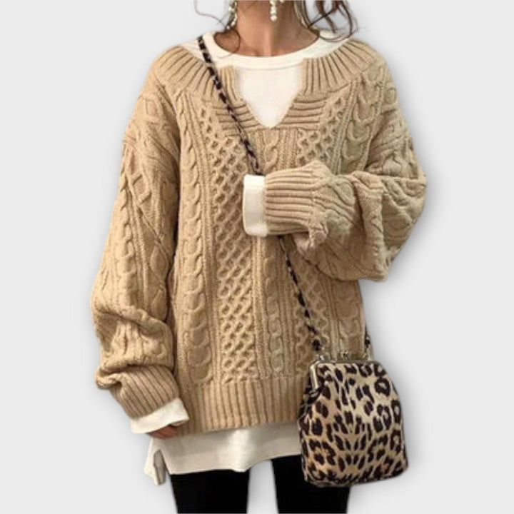 Julia | Oversized Knit Sweater with Cable Pattern