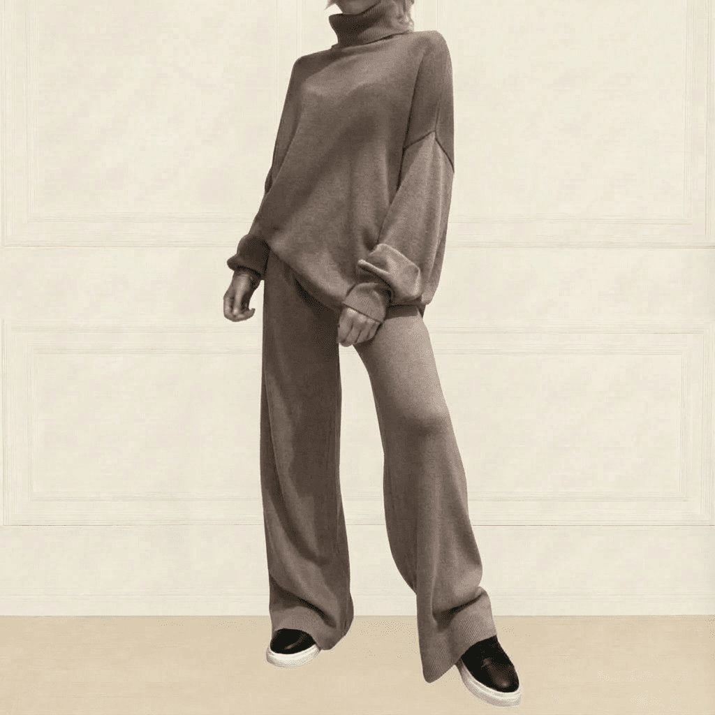 Knit Top & Flared Pants Set