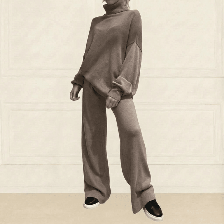 Knit Top & Flared Pants Set