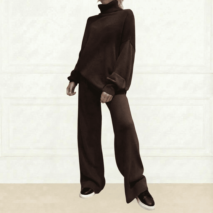 Knit Top & Flared Pants Set