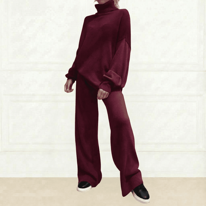 Knit Top & Flared Pants Set