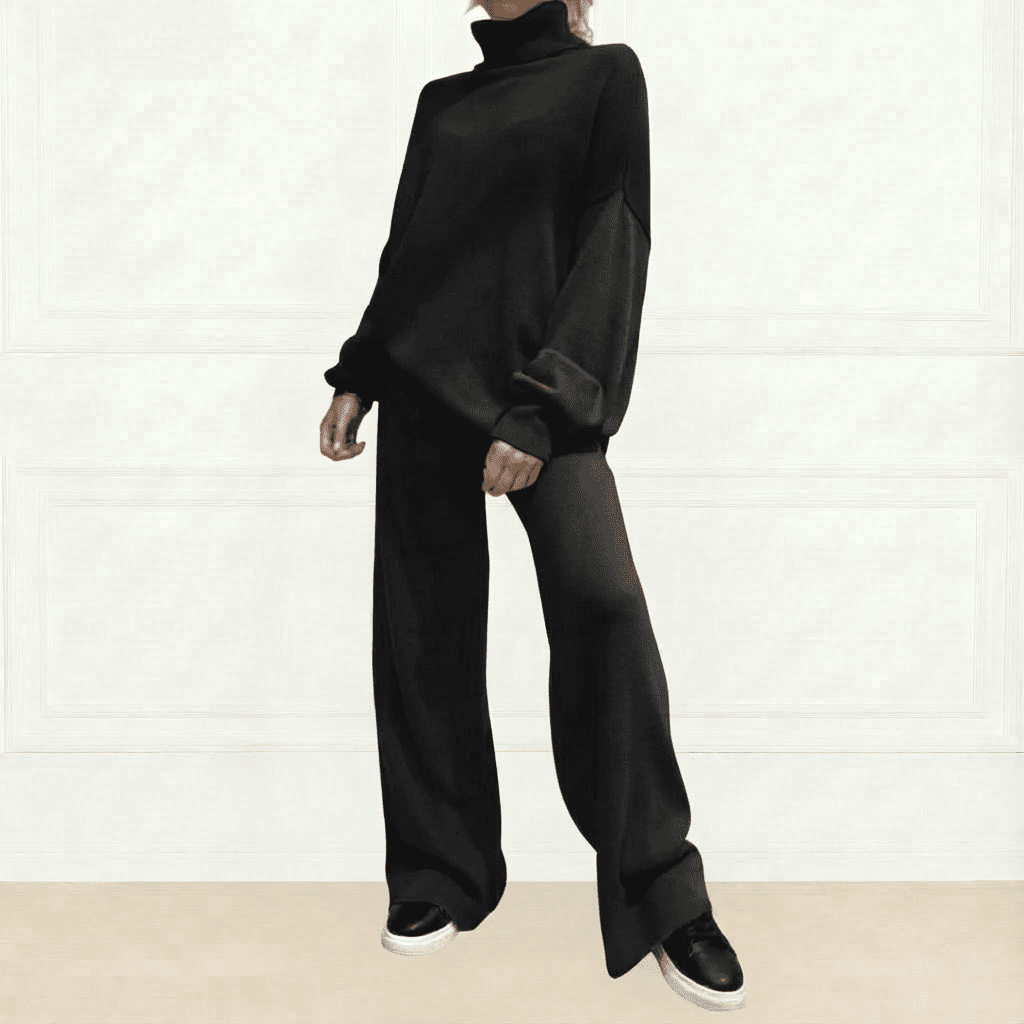 Knit Top & Flared Pants Set