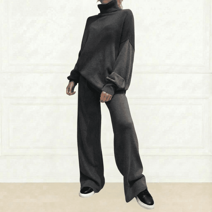 Knit Top & Flared Pants Set