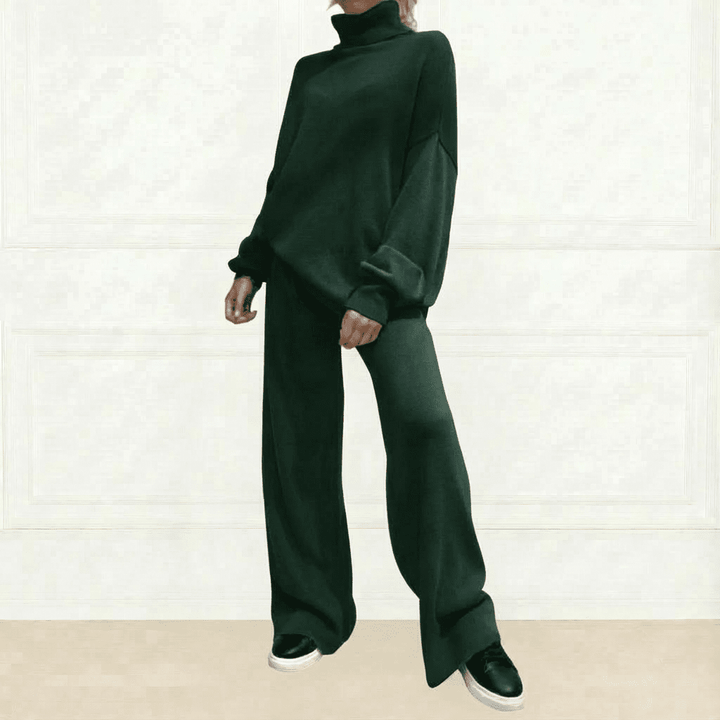 Knit Top & Flared Pants Set