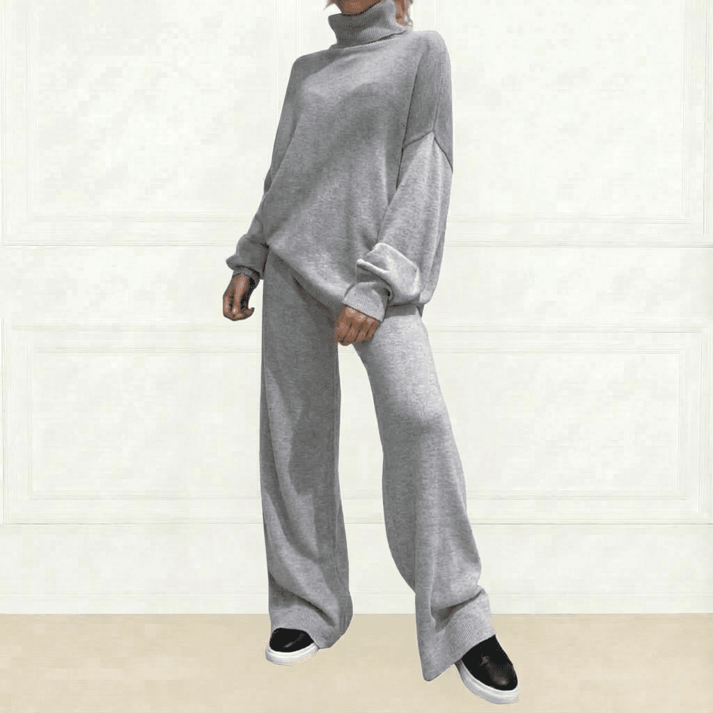 Knit Top & Flared Pants Set