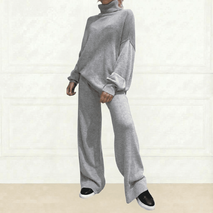 Knit Top & Flared Pants Set