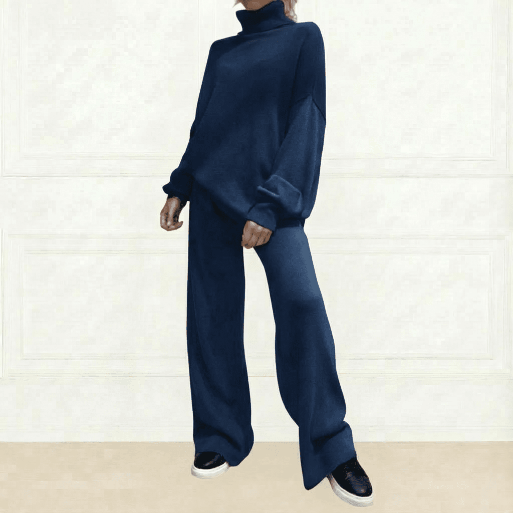 Knit Top & Flared Pants Set