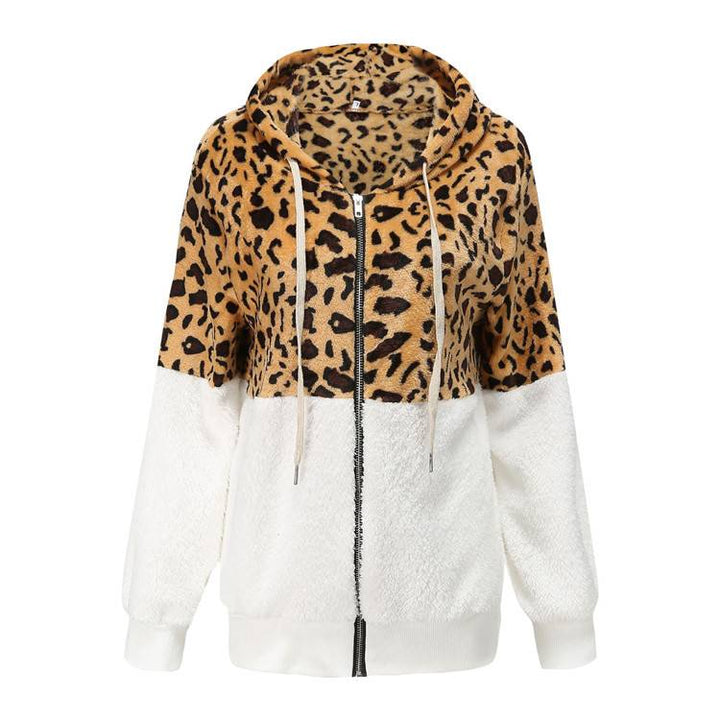Lea | Fleece Hoodie with Leopard Design