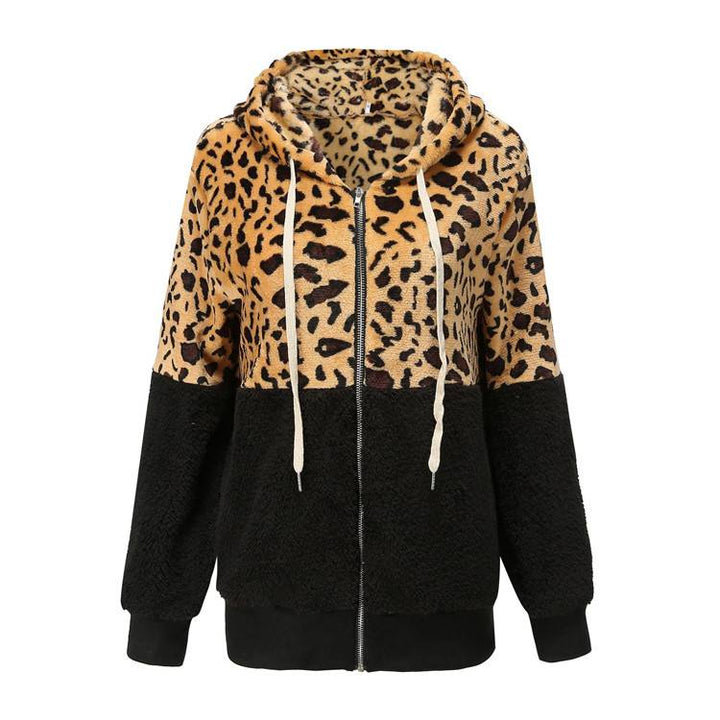 Lea | Fleece Hoodie with Leopard Design