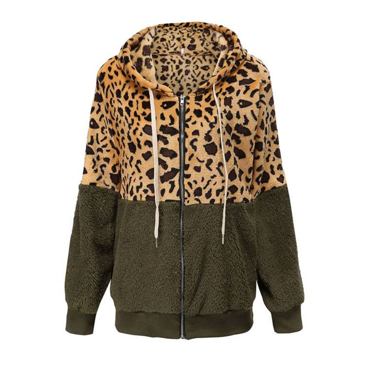 Lea | Fleece Hoodie with Leopard Design