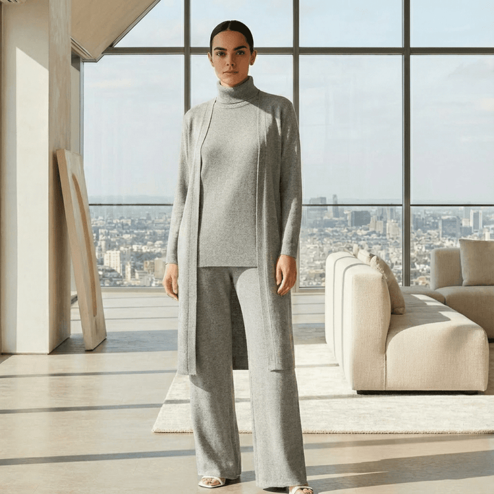 Lisy Cardigan, Turtleneck Top & Pants Set