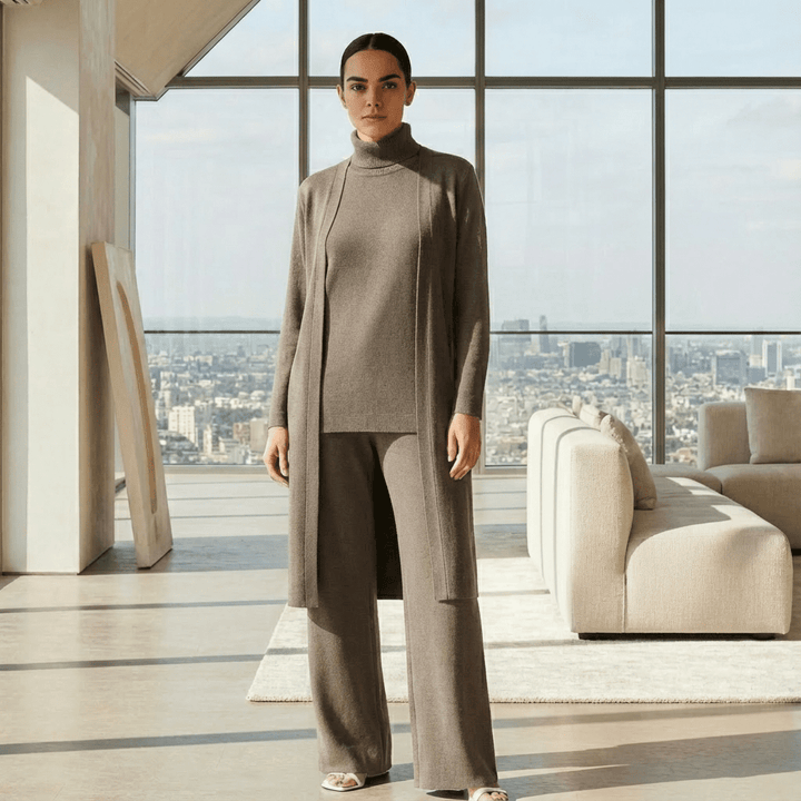 Lisy Cardigan, Turtleneck Top & Pants Set