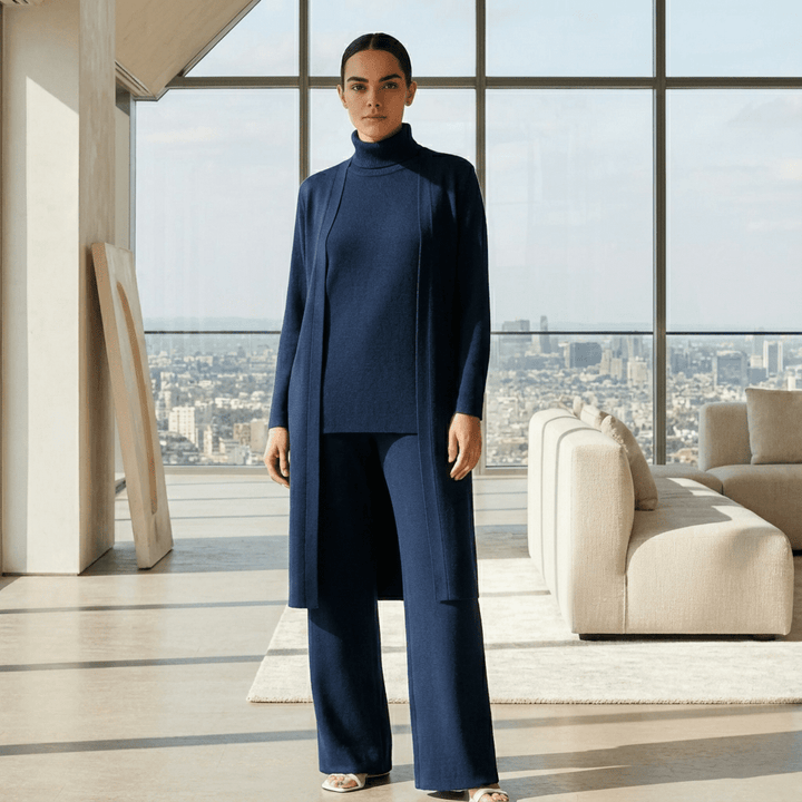 Lisy Cardigan, Turtleneck Top & Pants Set