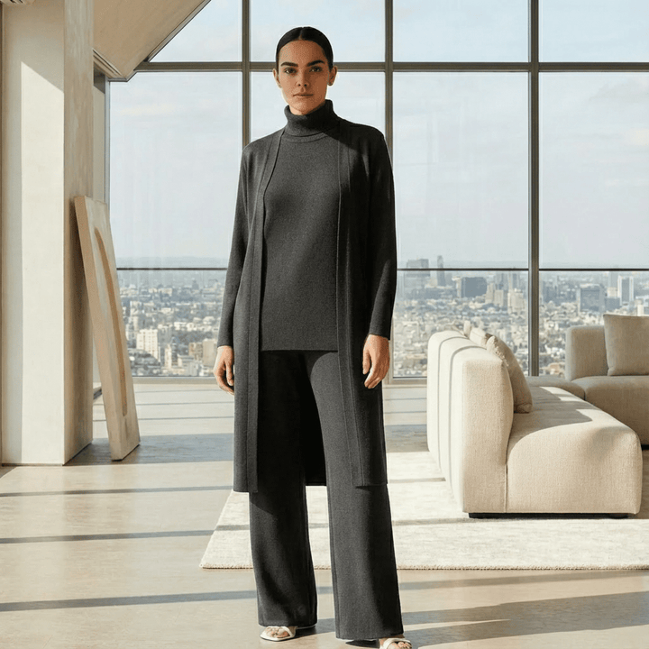 Lisy Cardigan, Turtleneck Top & Pants Set