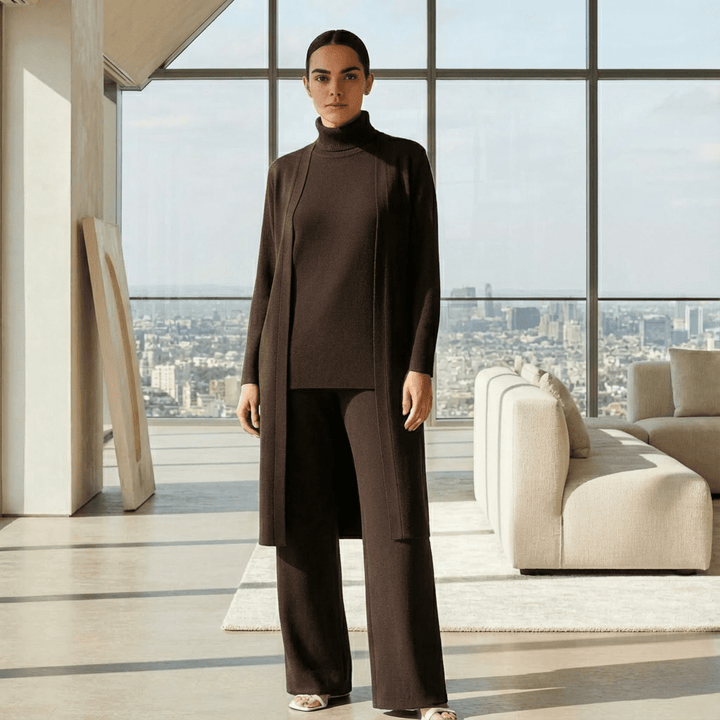 Lisy Cardigan, Turtleneck Top & Pants Set