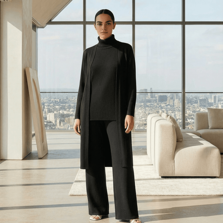 Lisy Cardigan, Turtleneck Top & Pants Set