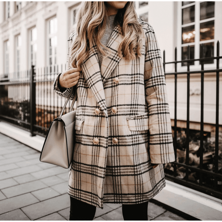 Madeleine Plaid Coat | Classic Elegance with Modern Ease