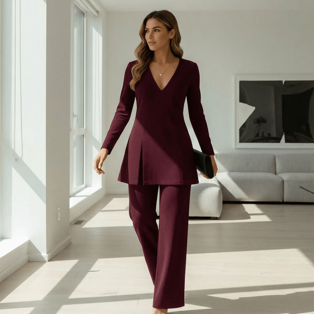 Mel Knit V-Neck Top & Pants Set