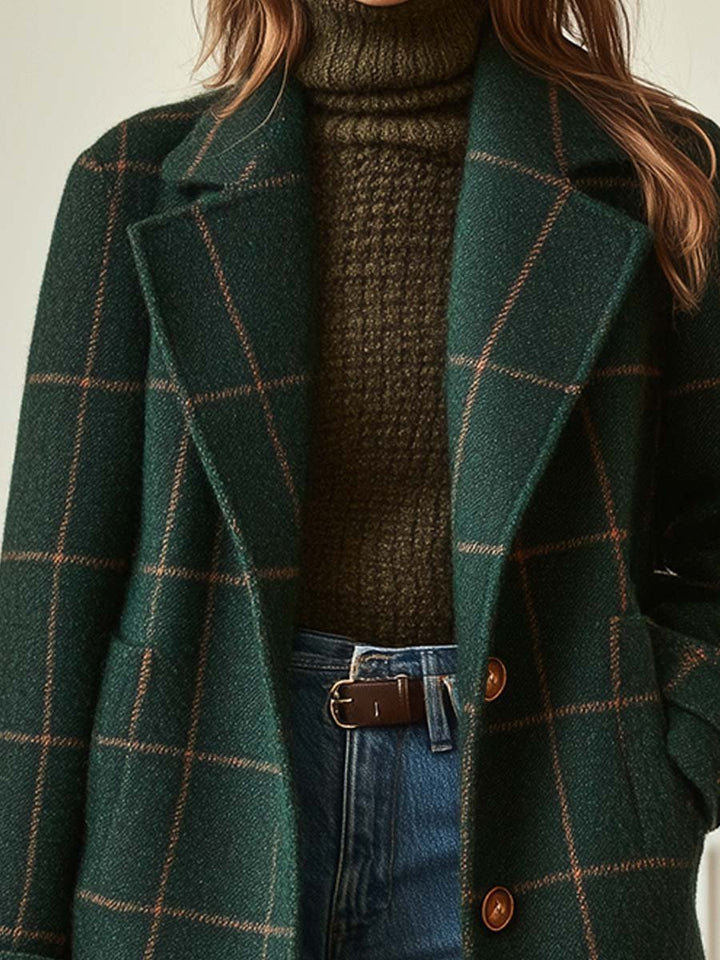 Retro Lapel Plaid Tweed Coat | Vintage Charm Meets Modern Power
