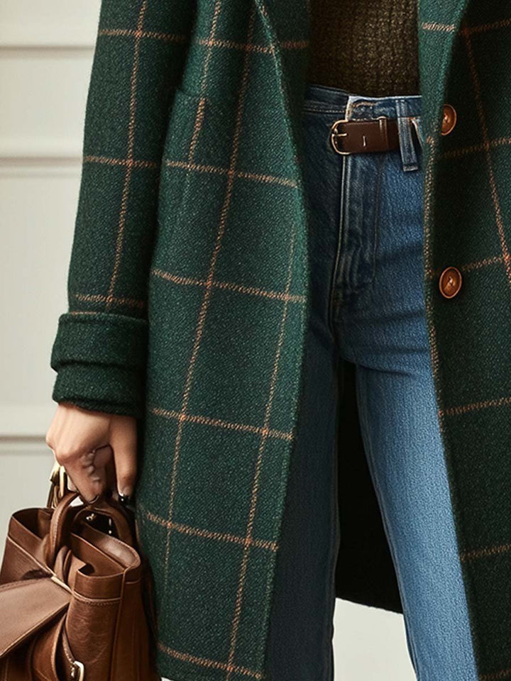 Retro Lapel Plaid Tweed Coat | Vintage Charm Meets Modern Power