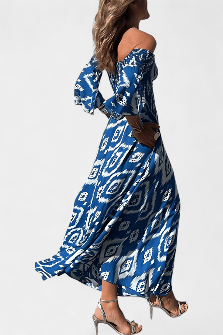 Sea Floral Off-the-Shoulder Dress