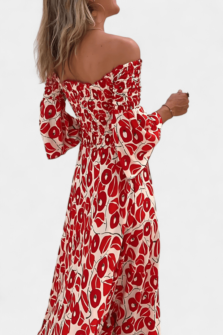 Sea Floral Off-the-Shoulder Dress