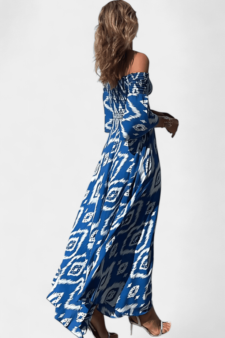 Sea Floral Off-the-Shoulder Dress