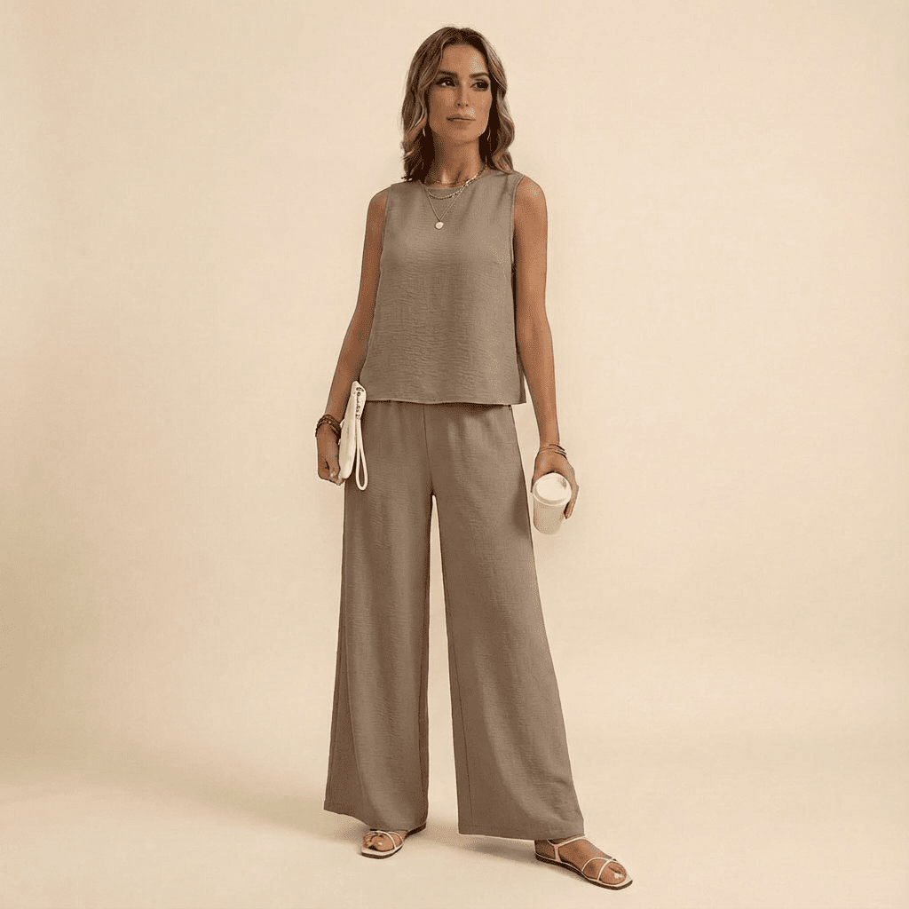 Silvana Sleeveless Knit Top & Flared Pants Set