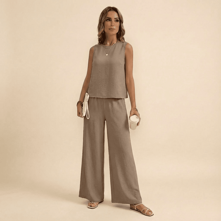 Silvana Sleeveless Knit Top & Flared Pants Set