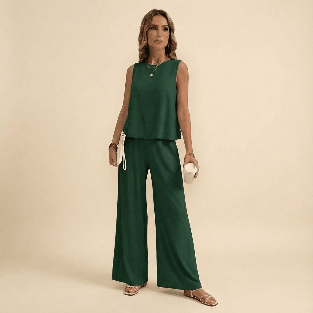 Silvana Sleeveless Knit Top & Flared Pants Set