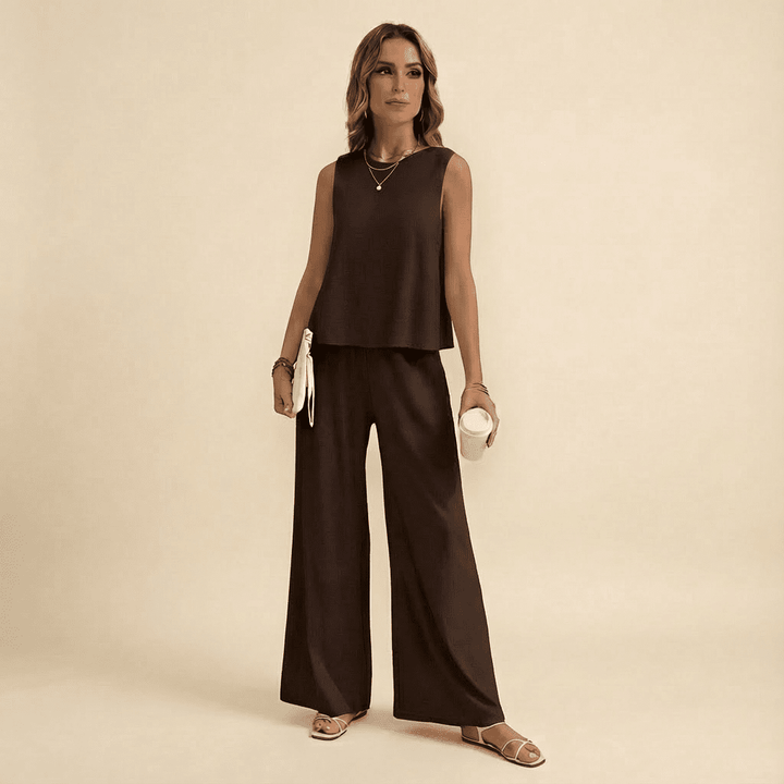 Silvana Sleeveless Knit Top & Flared Pants Set