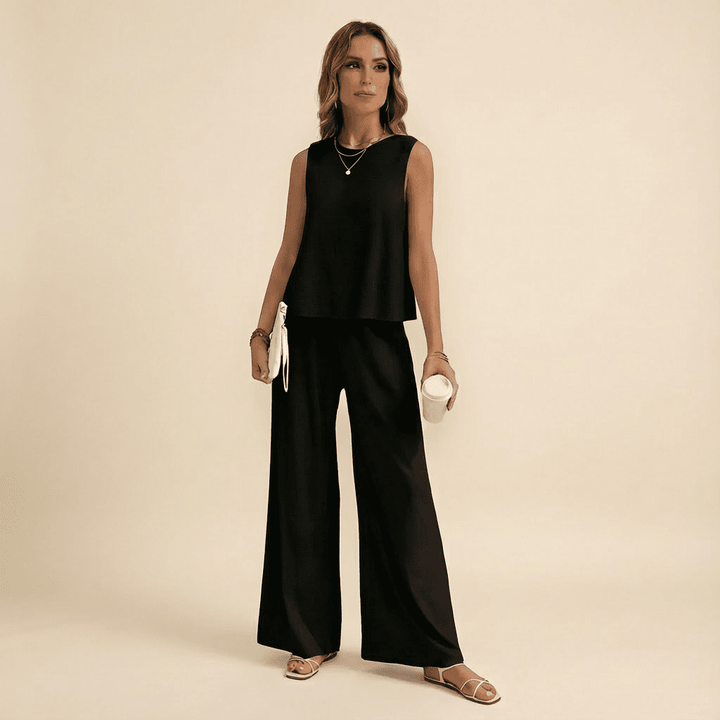 Silvana Sleeveless Knit Top & Flared Pants Set