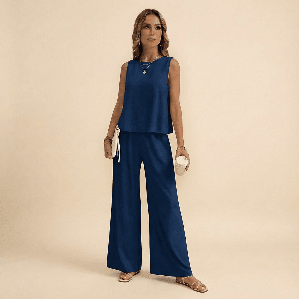 Silvana Sleeveless Knit Top & Flared Pants Set