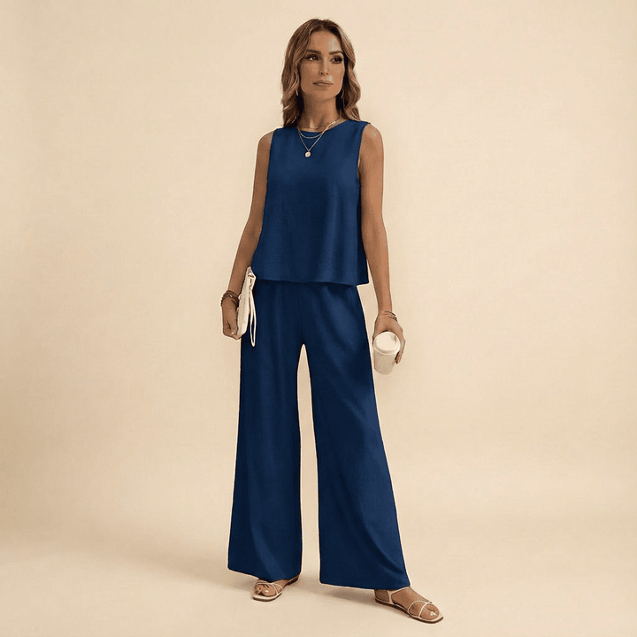 Silvana Sleeveless Knit Top & Flared Pants Set