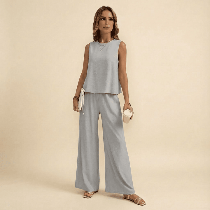 Silvana Sleeveless Knit Top & Flared Pants Set